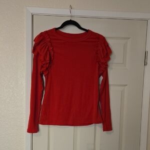 Red Ruffled Long Sleeve Top